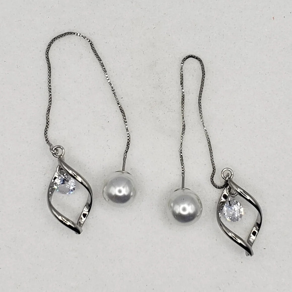 Sterling Silver 925 Earrings Chain Link Tassel Drop Dangle Earrings Jewelry Gift - Picture 5 of 5